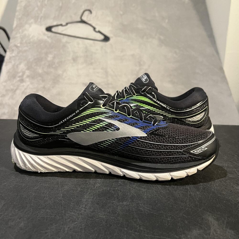 Brooks Glycerin 15 GTS Running Shoes Mens Size 10.5 Black Blue Green Cushion - Picture 6 of 10